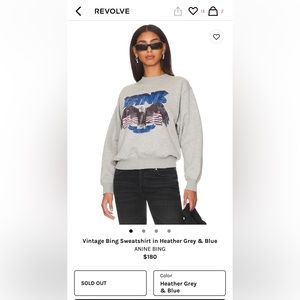 ANINE BING EUC VINTAGE SWEATSHIRT GREY EAGLE SIZE M